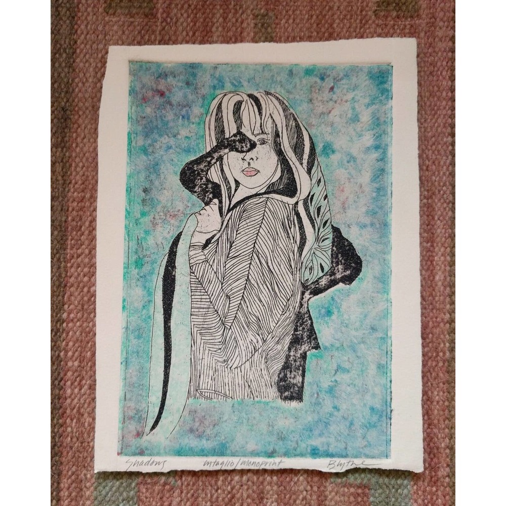 Signed and Numbered by the Artist Original - Shadows - Hand Colored Monoprint